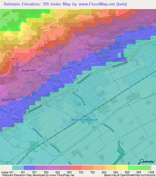 Rebstein,Switzerland Elevation Map