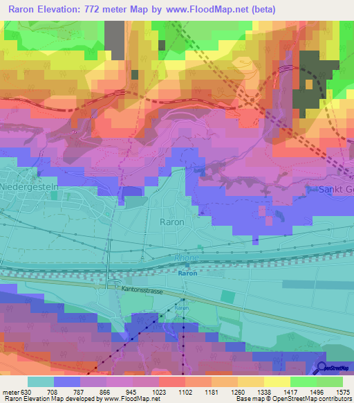 Raron,Switzerland Elevation Map