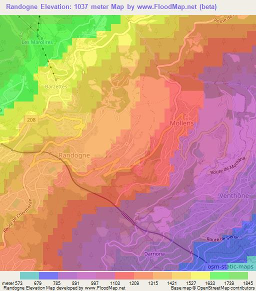 Randogne,Switzerland Elevation Map