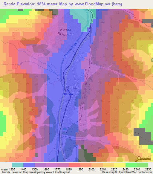 Randa,Switzerland Elevation Map