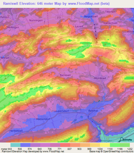 Ramiswil,Switzerland Elevation Map