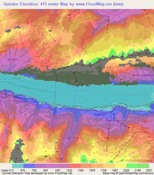 Quinten,Switzerland Elevation Map