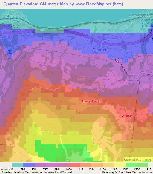 Quarten,Switzerland Elevation Map