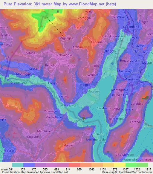 Pura,Switzerland Elevation Map