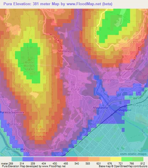 Pura,Switzerland Elevation Map