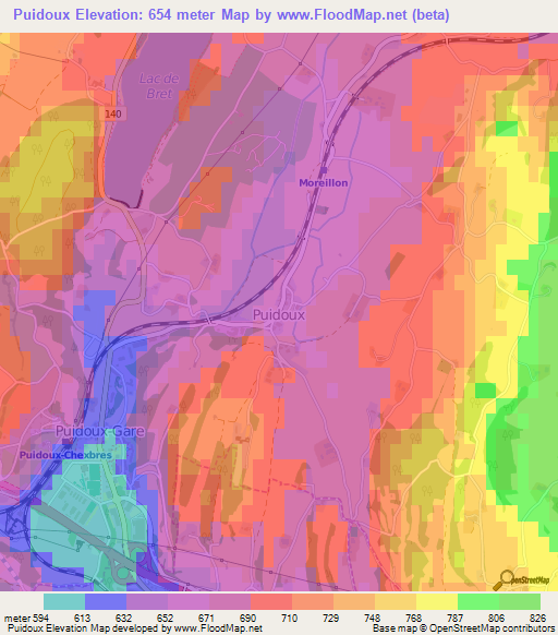 Puidoux,Switzerland Elevation Map