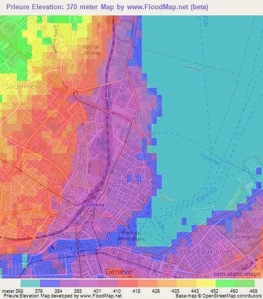 Prieure,Switzerland Elevation Map