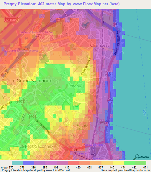 Pregny,Switzerland Elevation Map