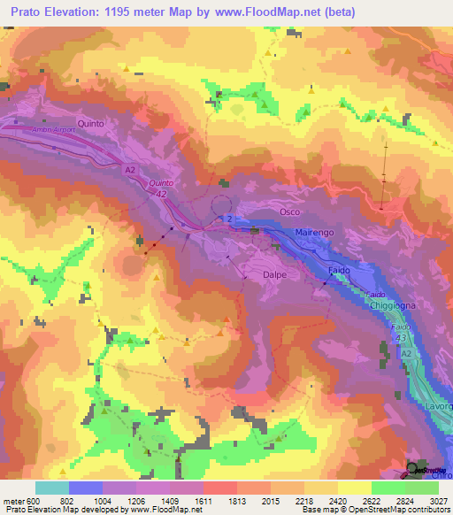 Prato,Switzerland Elevation Map