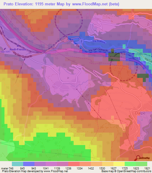 Prato,Switzerland Elevation Map