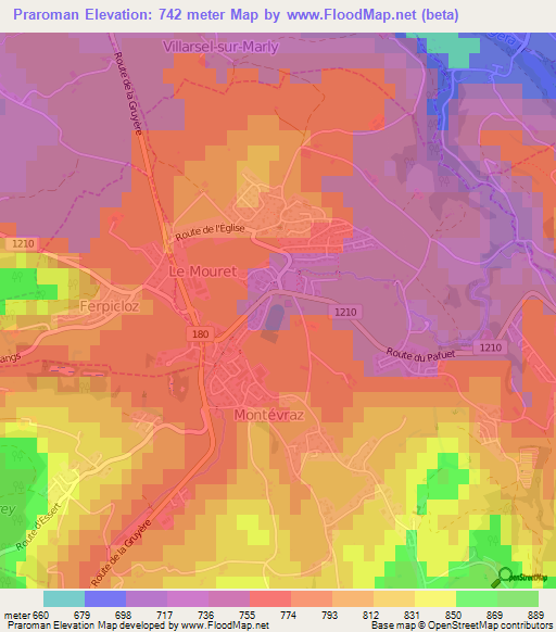 Praroman,Switzerland Elevation Map