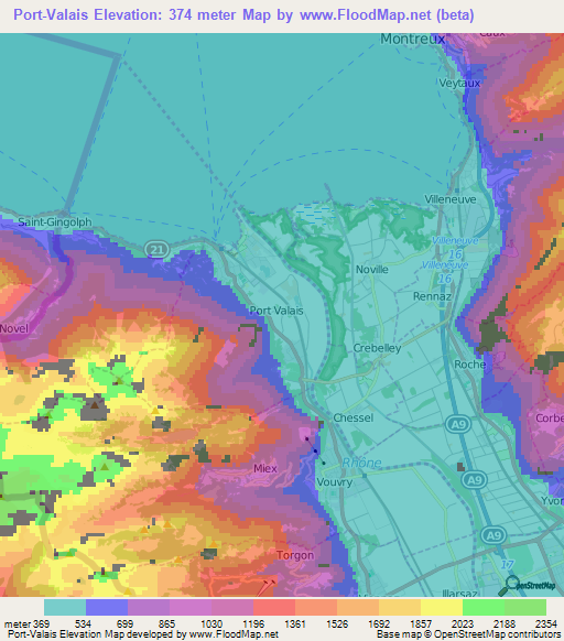 Port-Valais,Switzerland Elevation Map