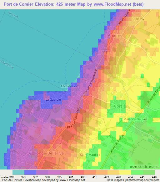 Port-de-Corsier,Switzerland Elevation Map