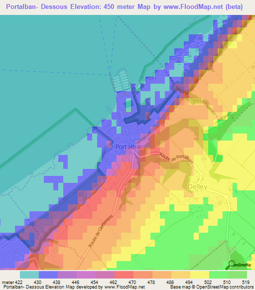 Portalban- Dessous,Switzerland Elevation Map