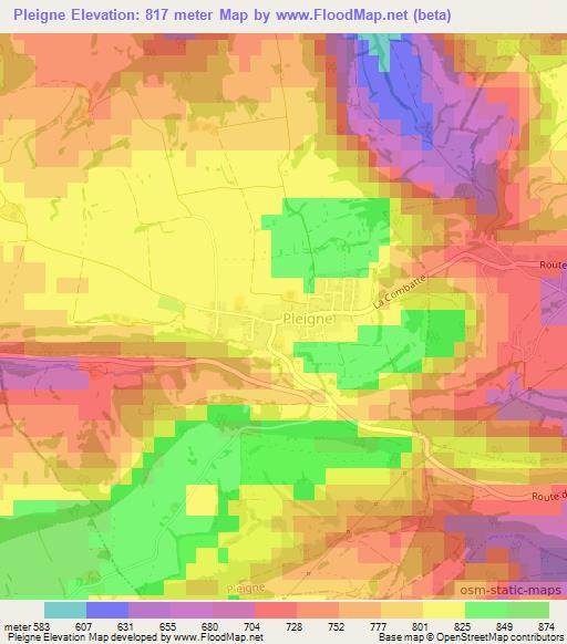 Pleigne,Switzerland Elevation Map