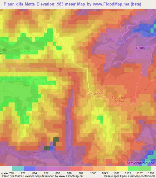 Plaun dils Matts,Switzerland Elevation Map