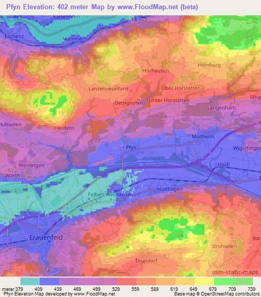 Pfyn,Switzerland Elevation Map