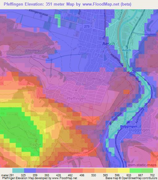 Pfeffingen,Switzerland Elevation Map