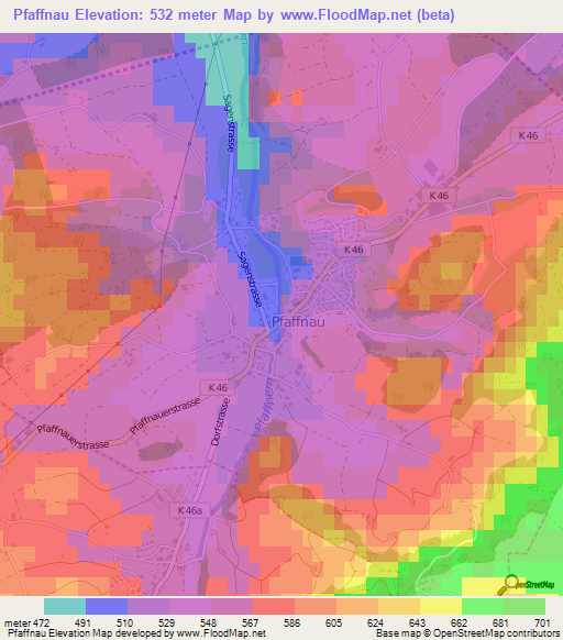 Pfaffnau,Switzerland Elevation Map