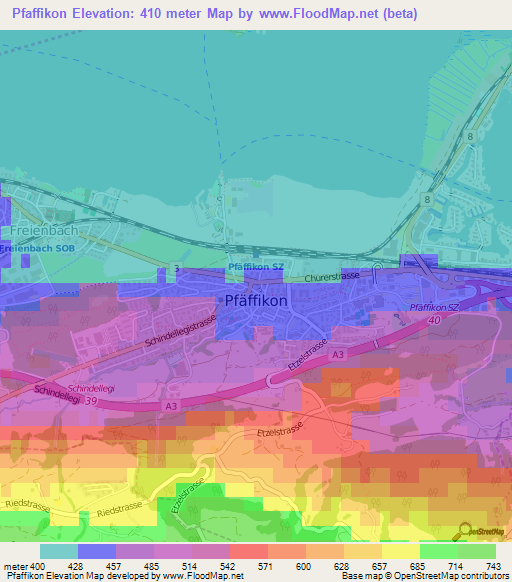 Pfaffikon,Switzerland Elevation Map