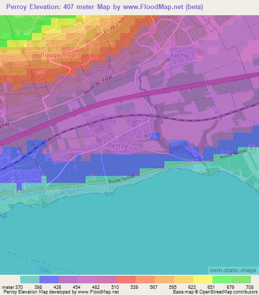Perroy,Switzerland Elevation Map