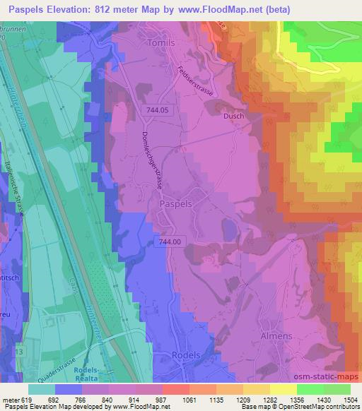 Paspels,Switzerland Elevation Map