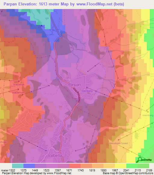 Parpan,Switzerland Elevation Map