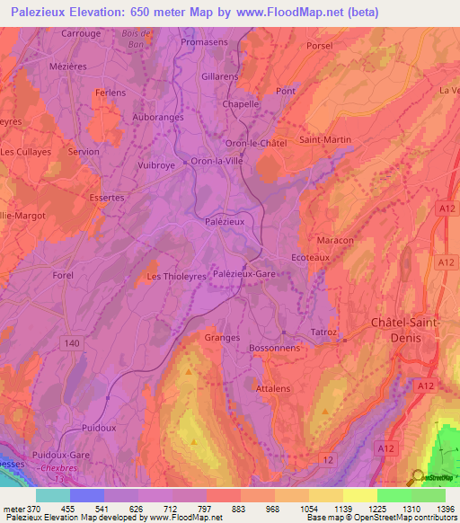 Palezieux,Switzerland Elevation Map