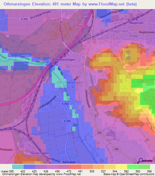 Othmarsingen,Switzerland Elevation Map