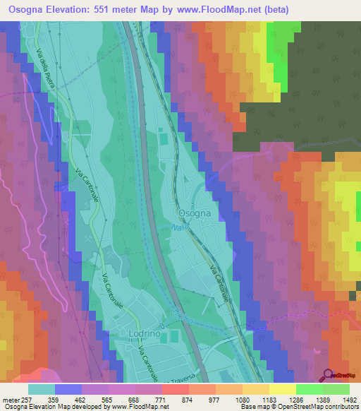 Osogna,Switzerland Elevation Map