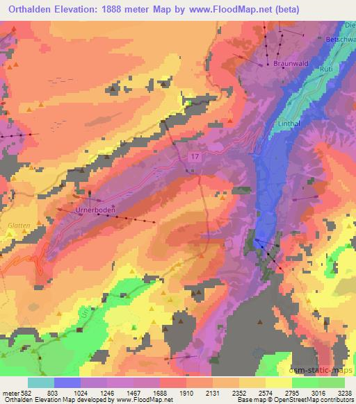 Orthalden,Switzerland Elevation Map