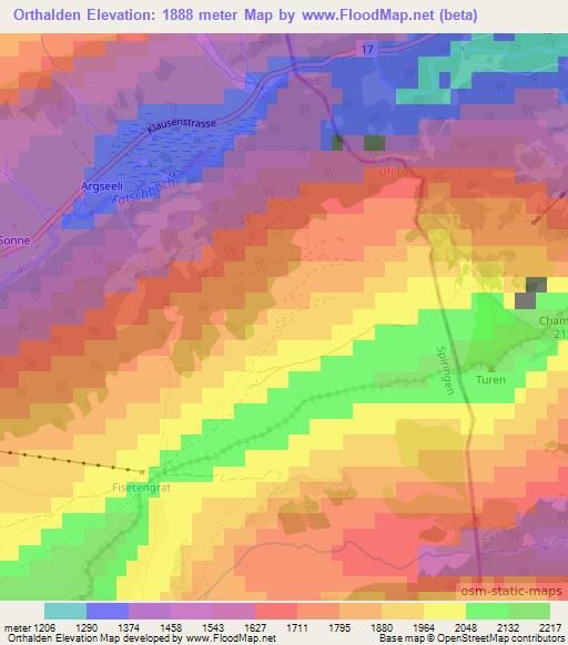 Orthalden,Switzerland Elevation Map