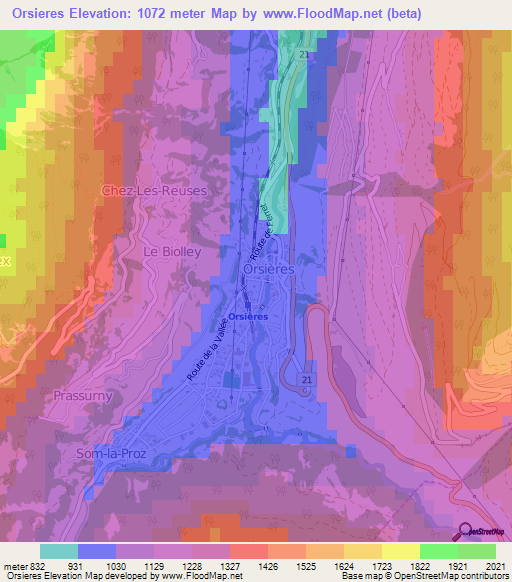 Orsieres,Switzerland Elevation Map