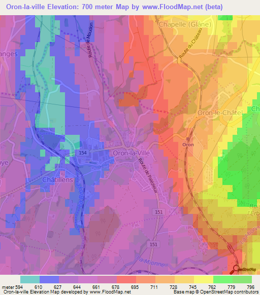 Oron-la-ville,Switzerland Elevation Map