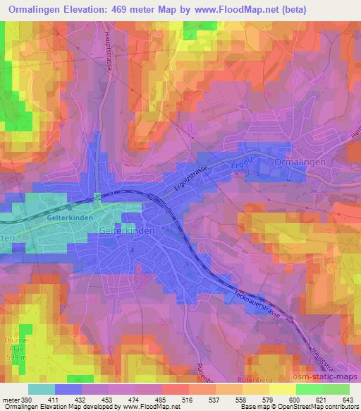 Ormalingen,Switzerland Elevation Map