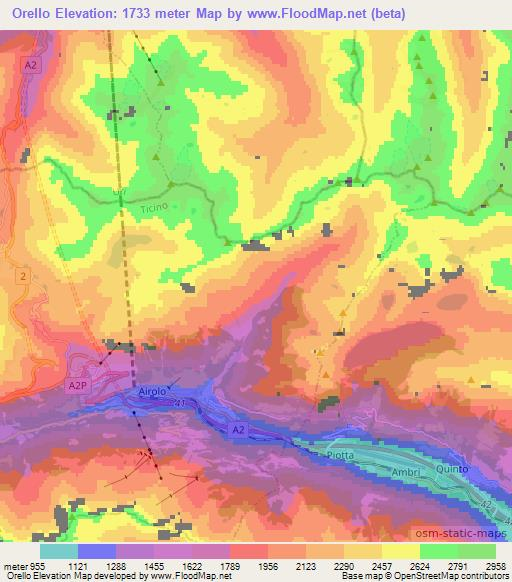 Orello,Switzerland Elevation Map