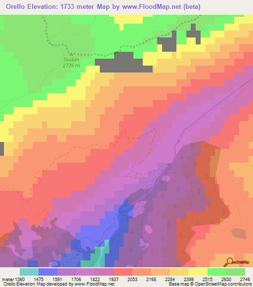 Orello,Switzerland Elevation Map