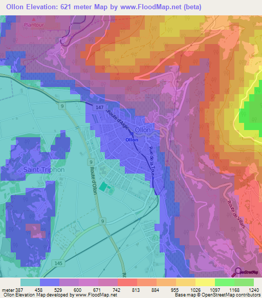 Ollon,Switzerland Elevation Map