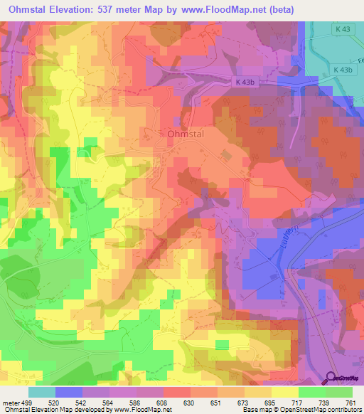 Ohmstal,Switzerland Elevation Map