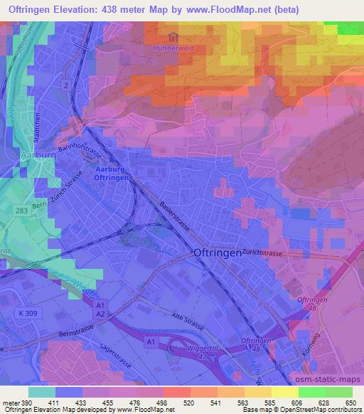 Oftringen,Switzerland Elevation Map