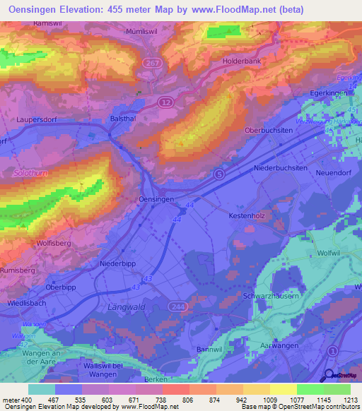 Oensingen,Switzerland Elevation Map