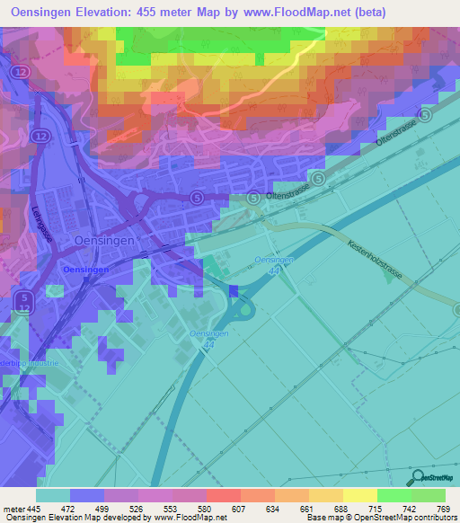 Oensingen,Switzerland Elevation Map