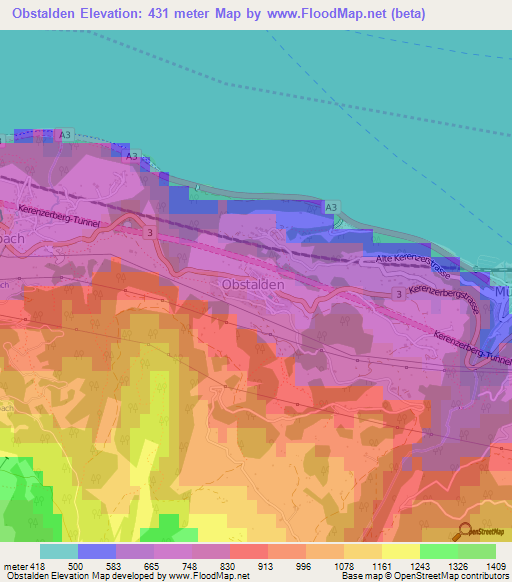 Obstalden,Switzerland Elevation Map