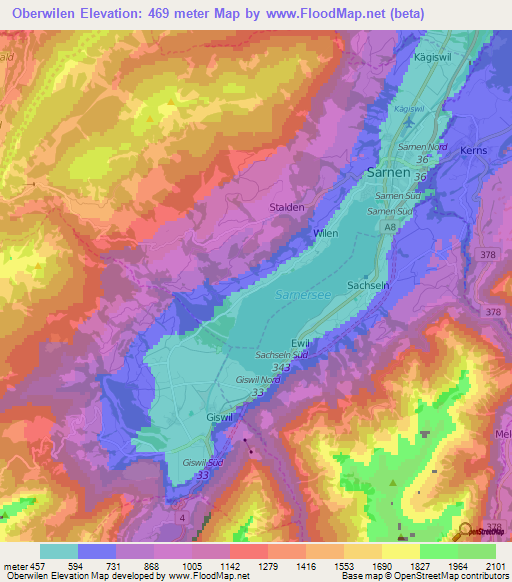 Oberwilen,Switzerland Elevation Map