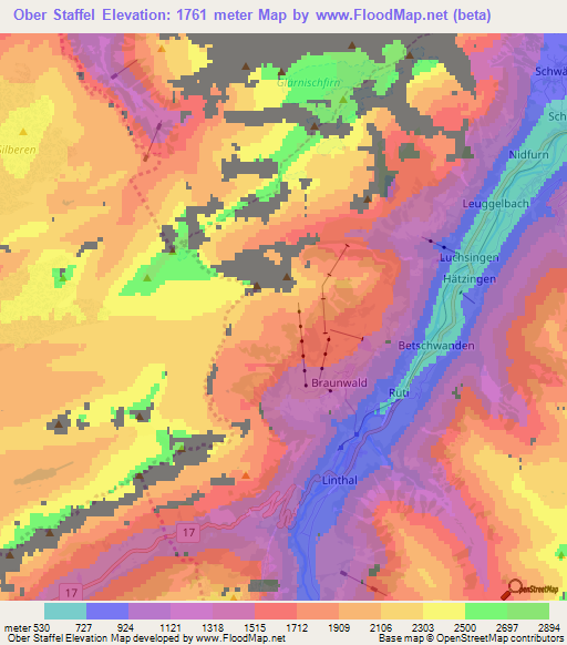 Ober Staffel,Switzerland Elevation Map