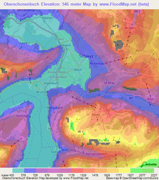 Oberschonenbuch,Switzerland Elevation Map