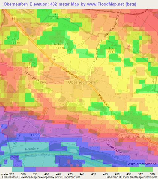 Oberneuforn,Switzerland Elevation Map