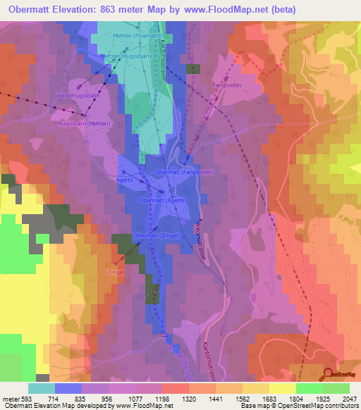 Obermatt,Switzerland Elevation Map