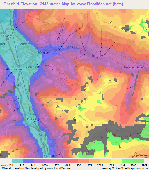 Oberfeld,Switzerland Elevation Map