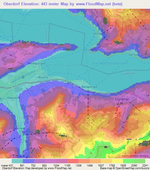 Oberdorf,Switzerland Elevation Map